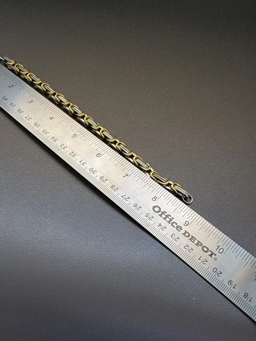 EDFORCE Two Tone Byzantine Link Bracelet Stainless Steel Gold Silver Tone Men's